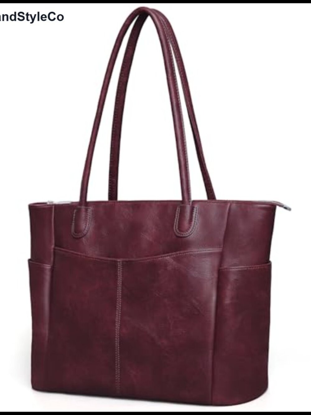 Large Vegan Leather Tote Bag for Women Work Zipper 23L Shoulder Purse